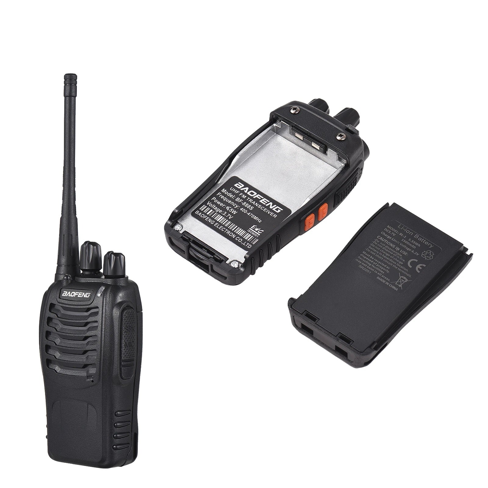 Smarthome Walkie Talkie 5Km Long Range Two - Way Portable CB Radio BF - 888S Portable Two - Way Radio with 16 Channel Walkie Talkie (Black, 2 Pieces) - EZ Routes LLC