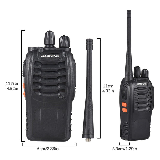 Smarthome Walkie Talkie 5Km Long Range Two - Way Portable CB Radio BF - 888S Portable Two - Way Radio with 16 Channel Walkie Talkie (Black, 2 Pieces) - EZ Routes LLC
