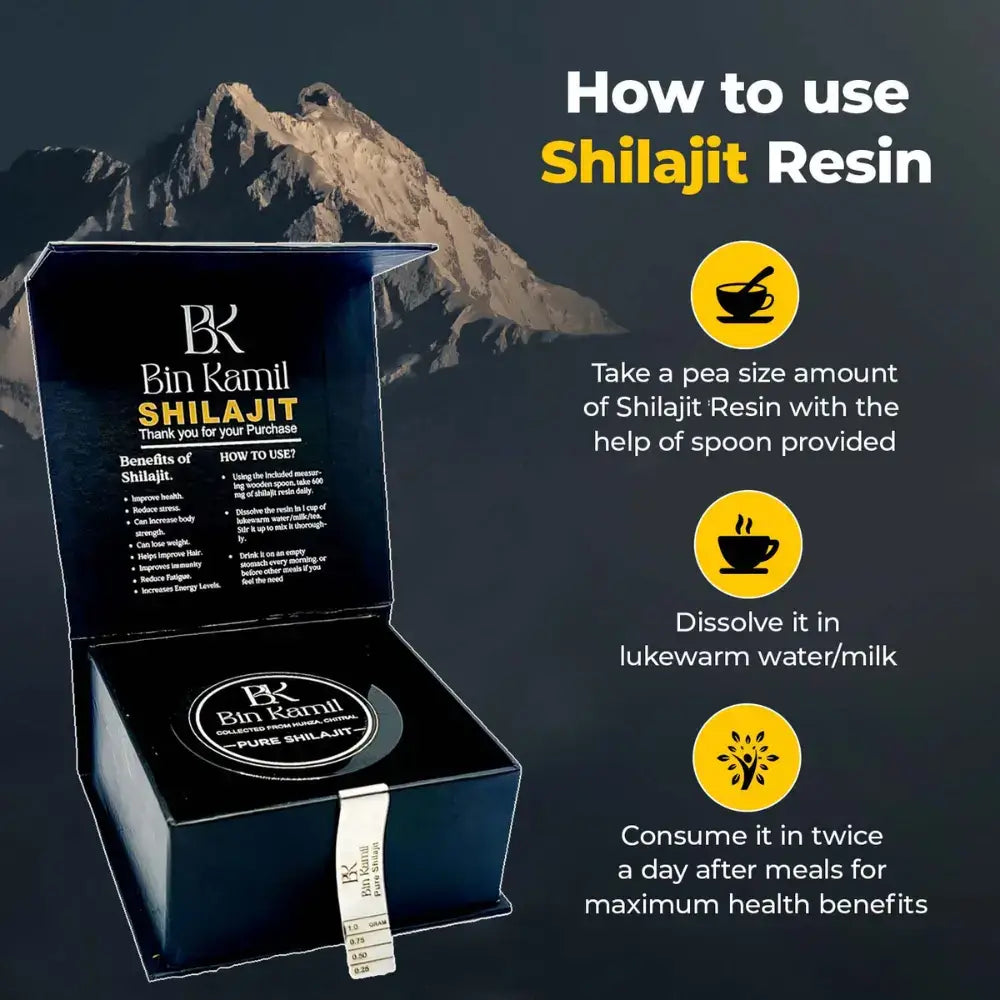 Bin Kamil Pure Shilajit Resin (25g) – Authentic Pure Himalayan Shilajit from Hunza & Chitral Mountains – Natural Energy, Strength & Vitality Booster (25g)