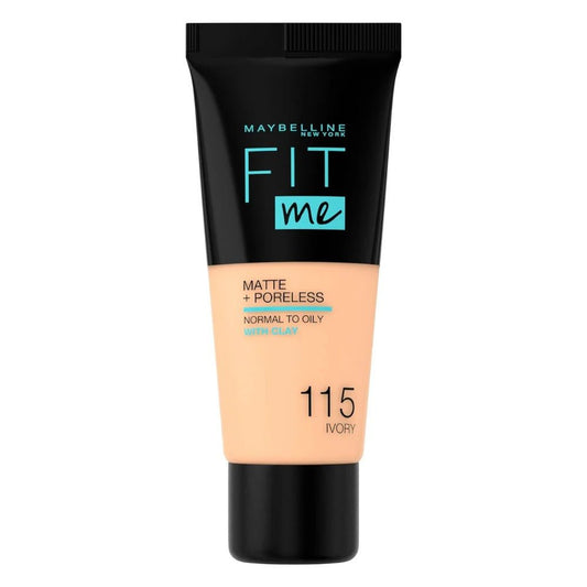 Maybelline New York Liquid Foundation, Matte & Poreless, Full Coverage and Blendable, Normal to Oily Skin, Fit Me, 115 Ivory - EZ Routes LLC
